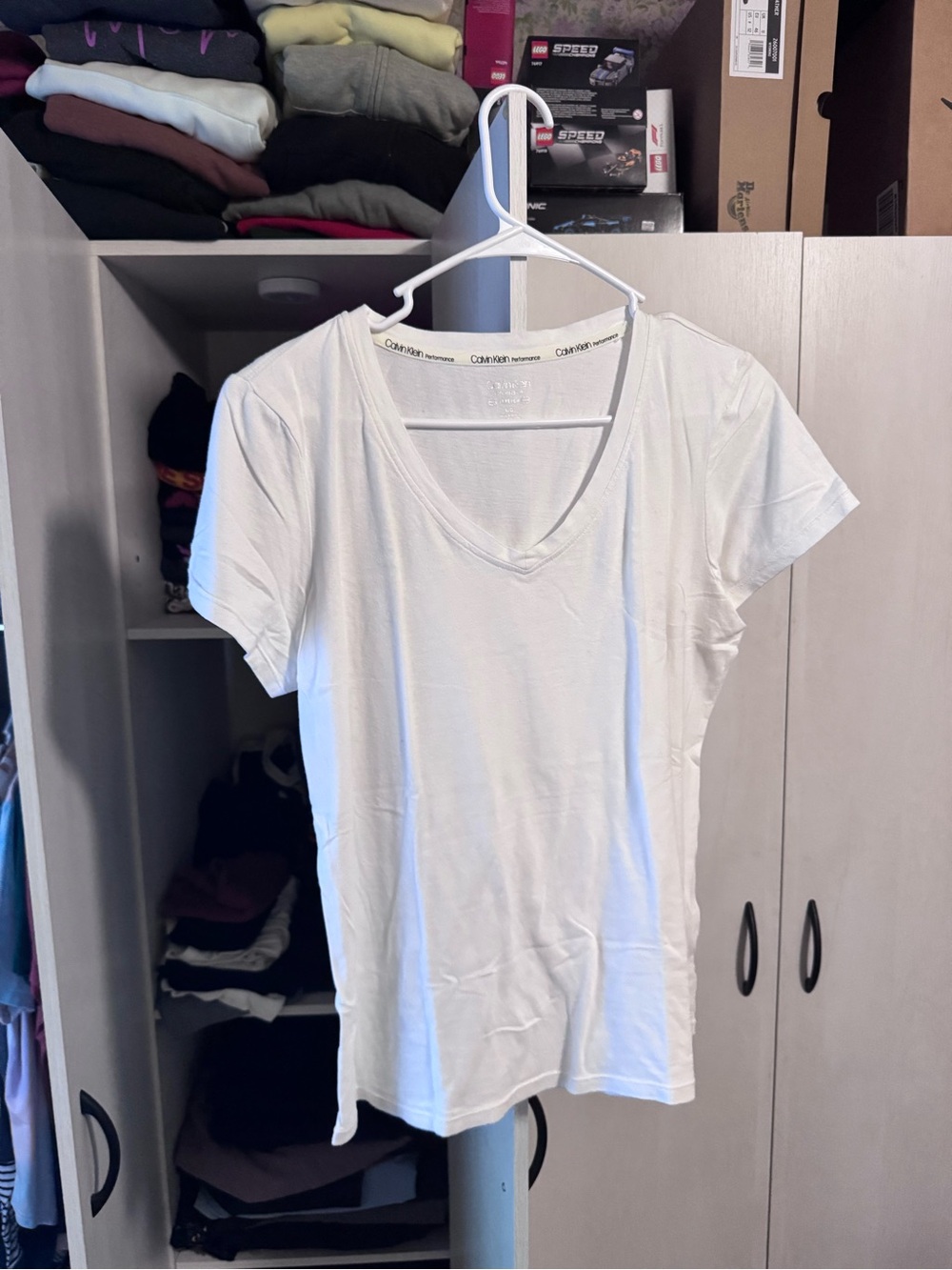 Calvin Klein Performance White V-Neck Short Sleeve Tee